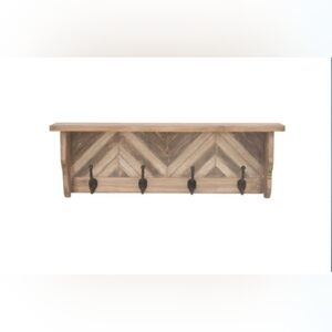 Wood 1 Shelf and 4 Hangers Wall Hook Brown - Olivia & May (Target)